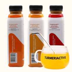 TURMERIACTIVE Blends - Kit de Infusión y Concentrados: 1 Bote de Original + 1 Bote de Jengibre + 1 Bote de P. Cayenne + 1 Taza + 1 Popote Metálico