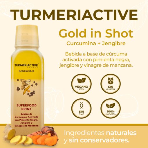 TURMERIACTIVE Blends - Gold in Shot SUPERFOOD Drink Jengibre + Curcumina