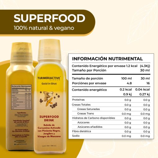 TURMERIACTIVE Blends - Gold in Shot SUPERFOOD Drink Jengibre + Curcumina