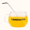 TURMERIACTIVE Blends - Taza de Vidrio con Popote Metálico Curvo